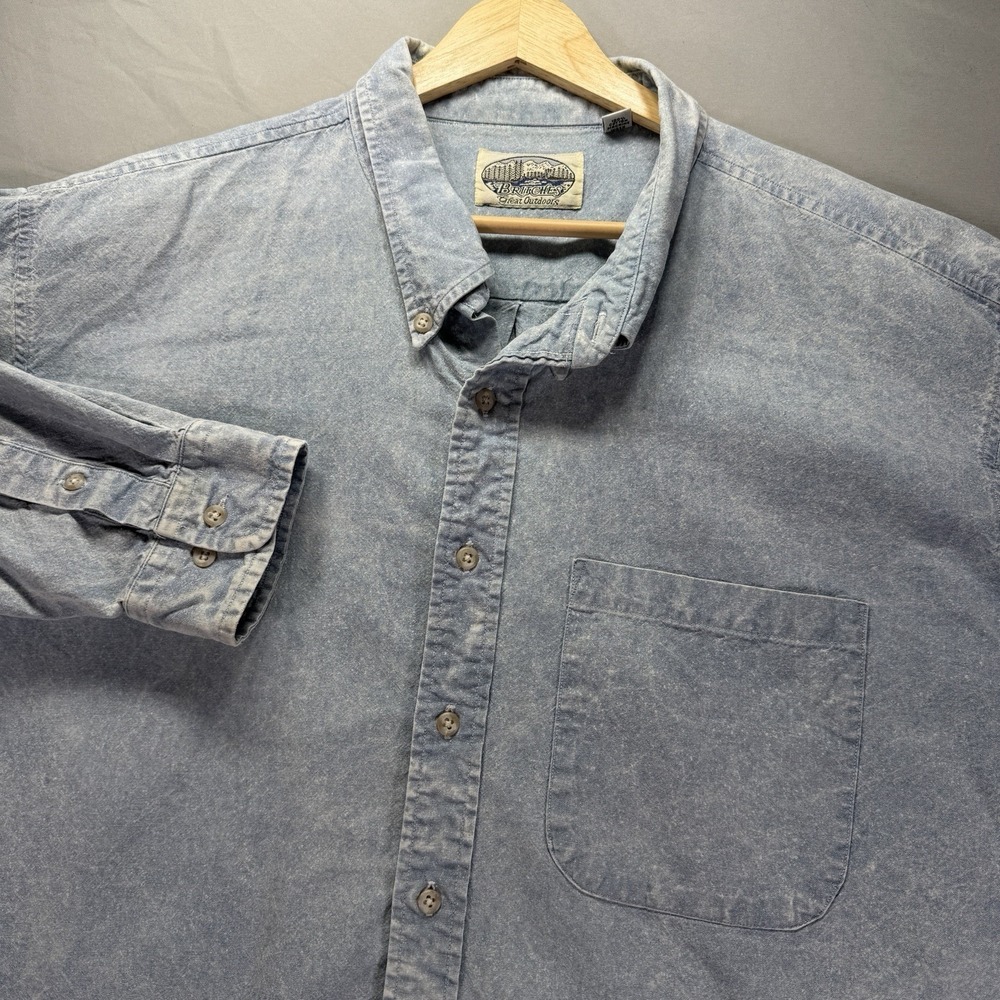 Vintage Britches Great Outdoors Denim Shirt Mens XL Chambray Granola Classic 90s